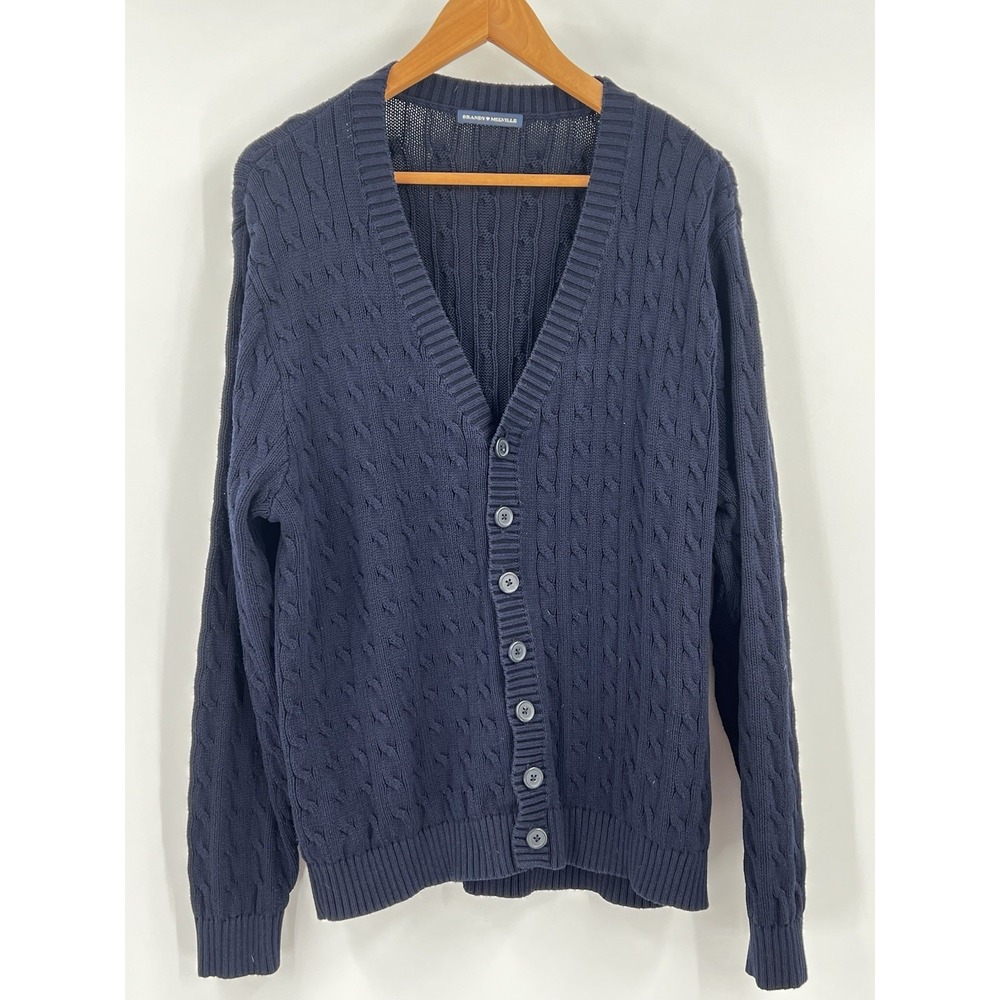 Brandy Melville Navy Blue Cable-Knit Button-Front Cardigan Sweater One Size